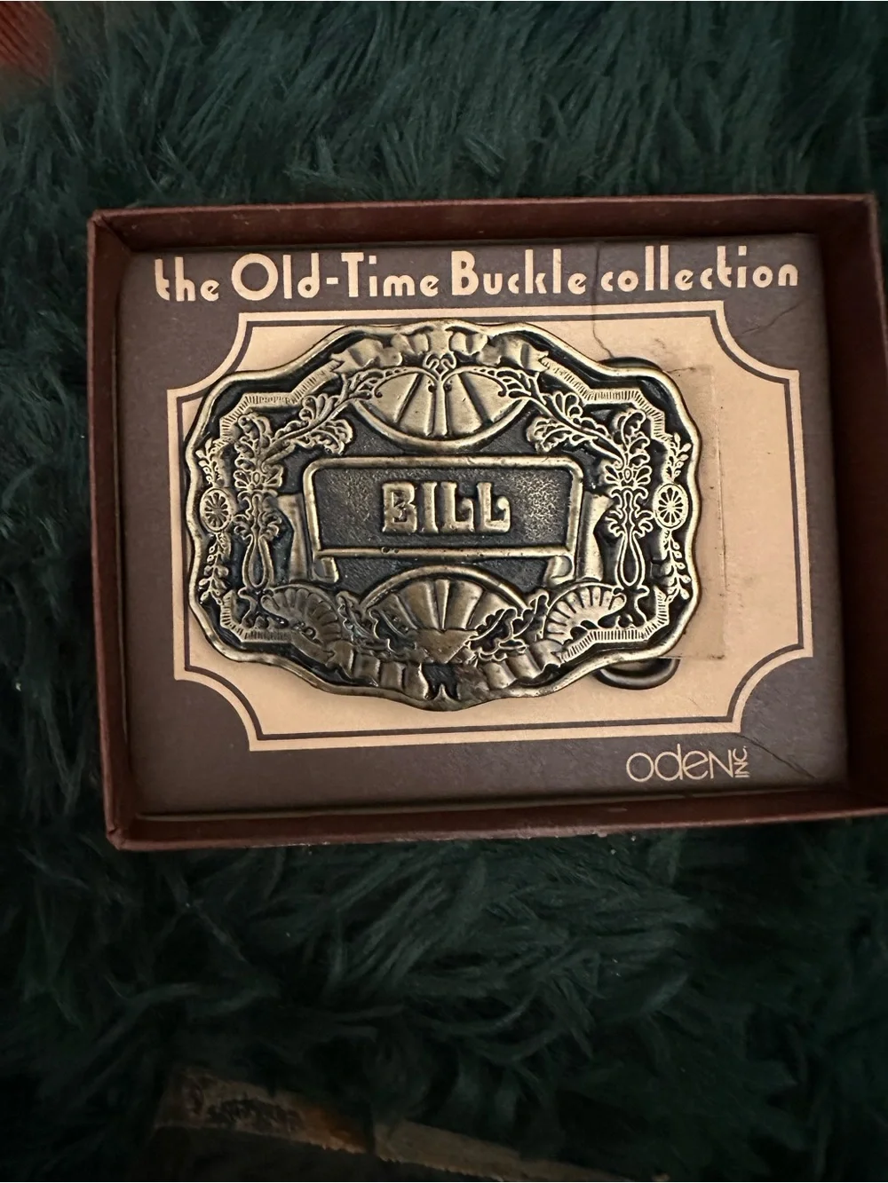 Vintage Oden Inc. “Bill”  Western Belt Buckle w/ Box Old-Time Buckle Collection
